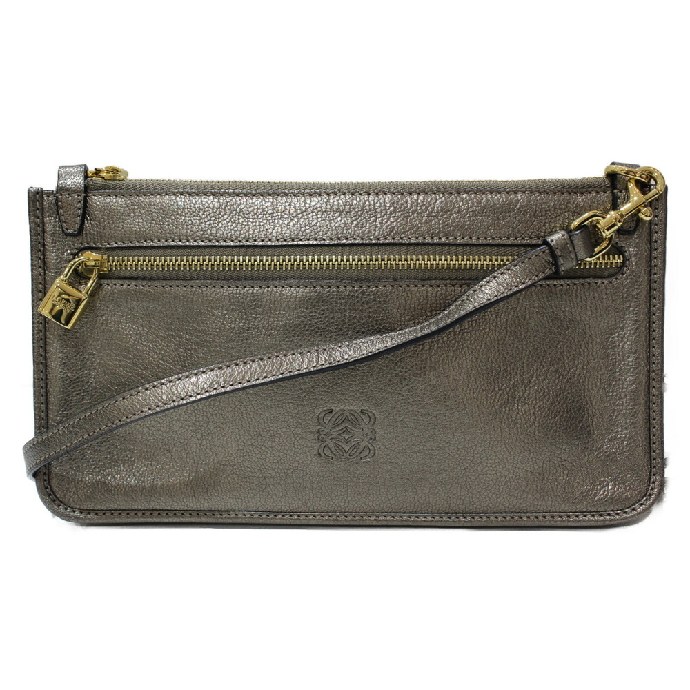 LOEWE Shoulder Bag Champagne Gold Leather Compact